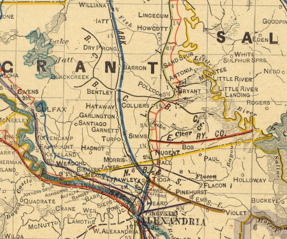 Big Creek Railroad Company (La.), Map Showing Route in 1913.