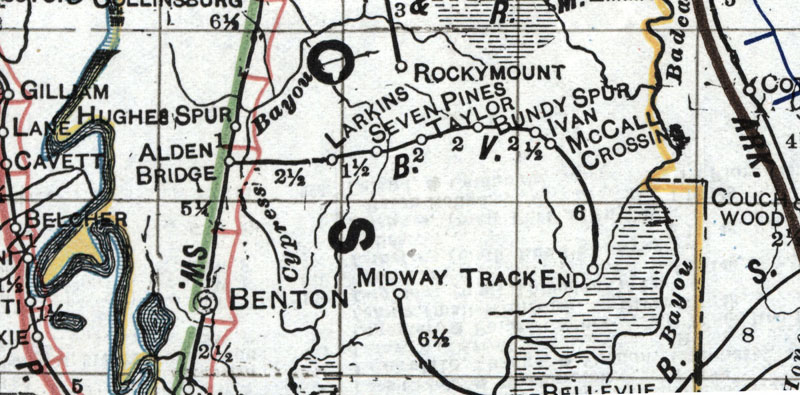 Bodcaw Valley Railroad Company (La.), Map Showing Route in 1920.