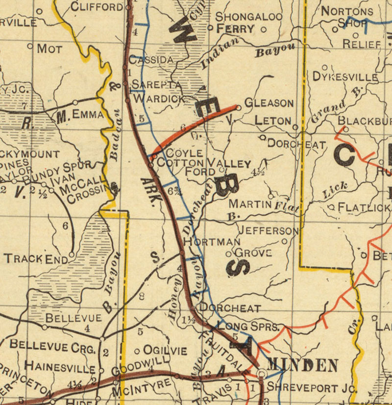 Dorcheat Valley Railroad Company (La.), Map Showing Route in 1913.