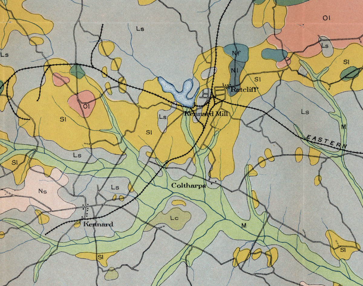 Eastern Texas Railroad Company, Map Showing Tram Layout at Kennard and