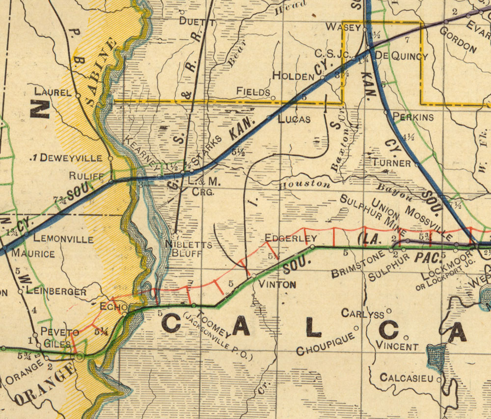 Industrial Lumber Company at Vinton, La. Map Showing Tram in 1913.