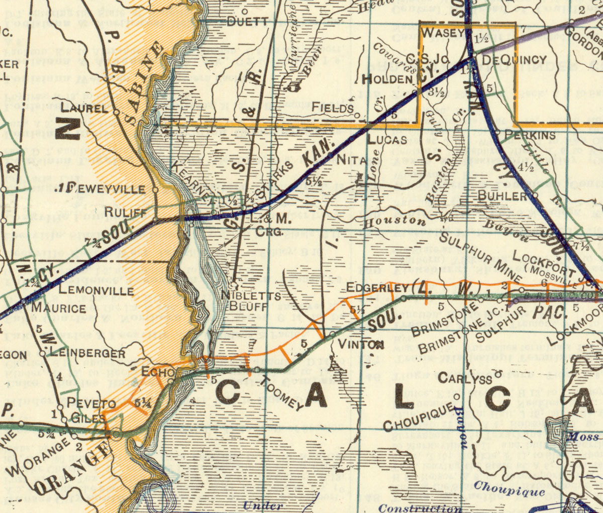Industrial Lumber Company at Vinton, La. Map Showing Tram in 1922.