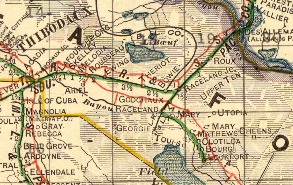 LaFourche, Raceland & Lockport Railroad Company (La.), Map Showing