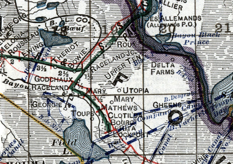 LaFourche, Raceland & Lockport Railroad Company (La.), Map Showing