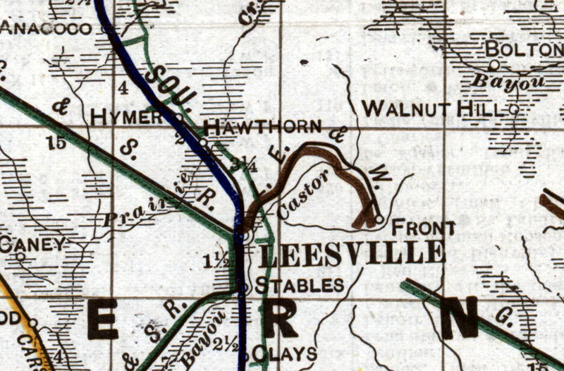 Leesville East & West Railroad Company (La.), Map Showing Route in 1920.