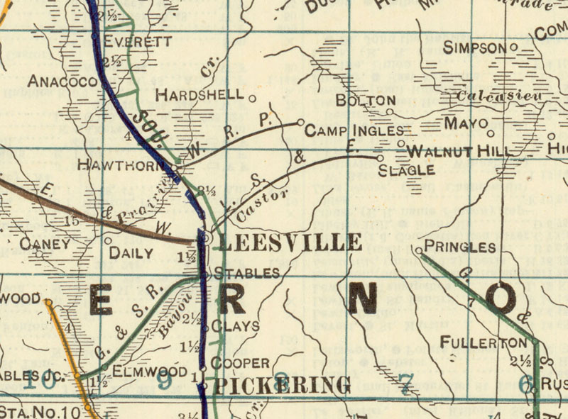 Leesville, Slagle & Eastern Railway Company (Vernon Parish, La.), Map