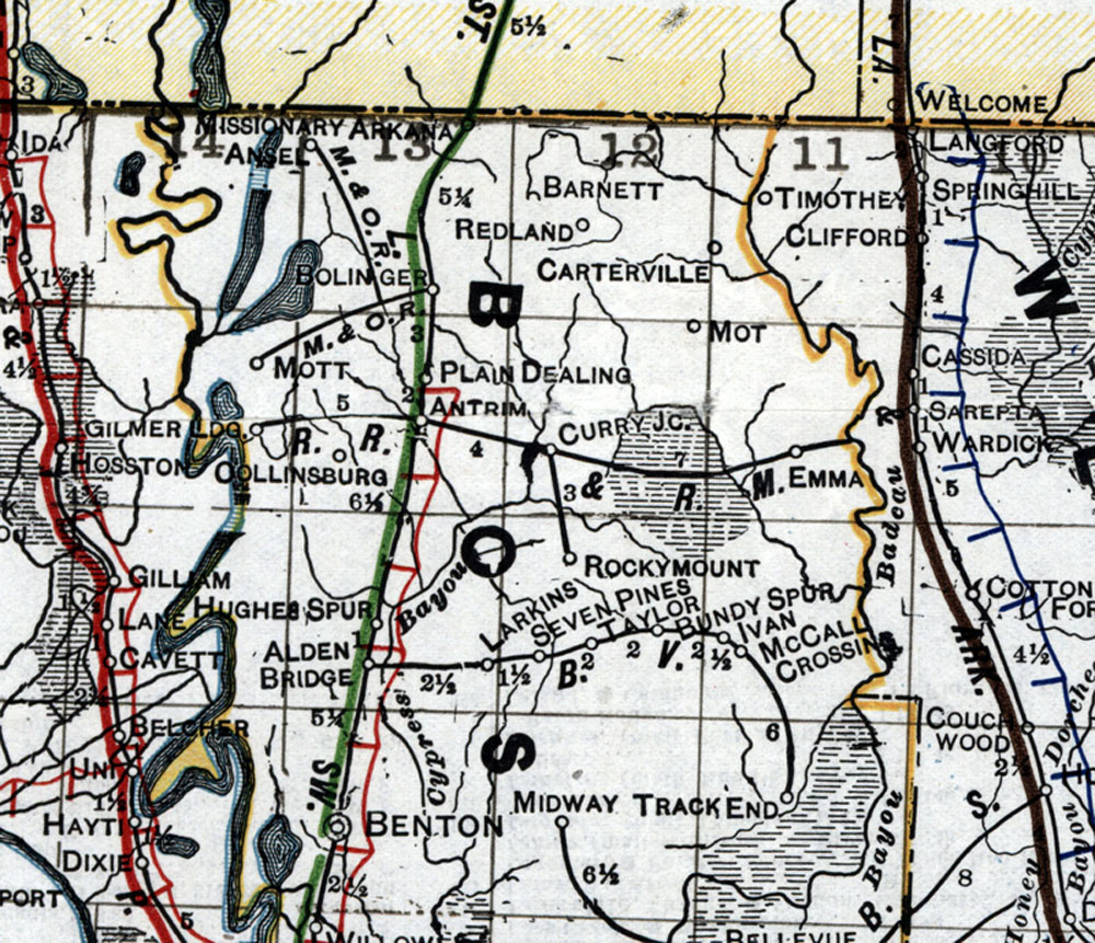 Martindale & Ouachita River Railroad Company (La.), Map Showing Route in 1920.
