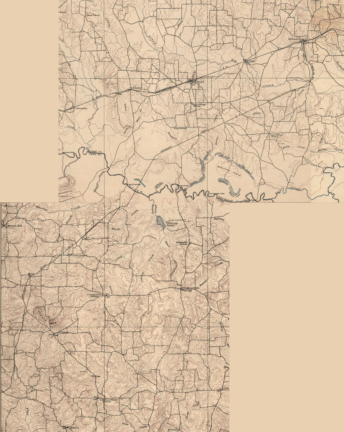 NorthEast Texas Railroad Company (Redwater Lumber Company) (Tex.), Map