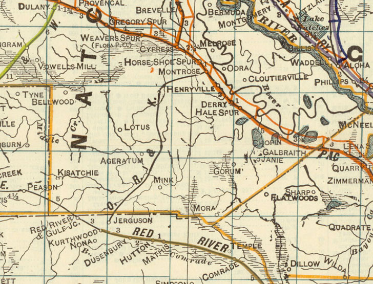 Old River & Kissatchie Railroad Company (La.), Map Showing Route in 1922.