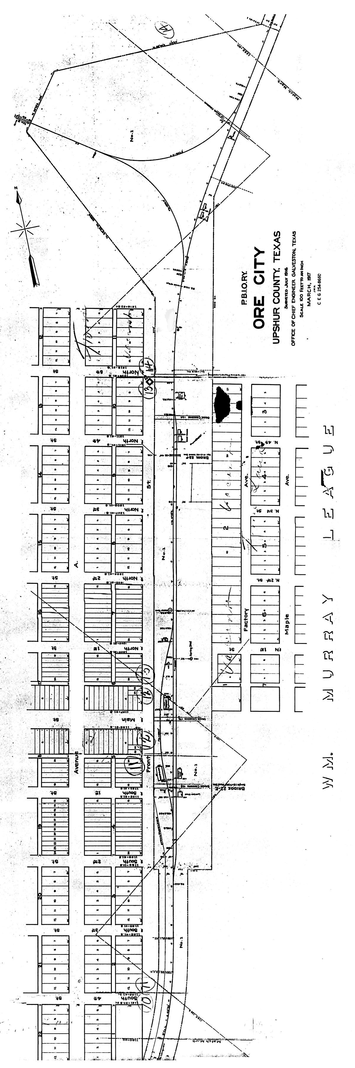 Port Bolivar Iron Ore Railroad Company (Tex.), Map Showing Station