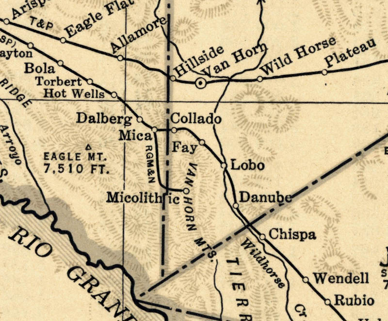 Rio Grande, Micolithic & Northern Railroad Company (Tex.), Map Showing Route in 1937.