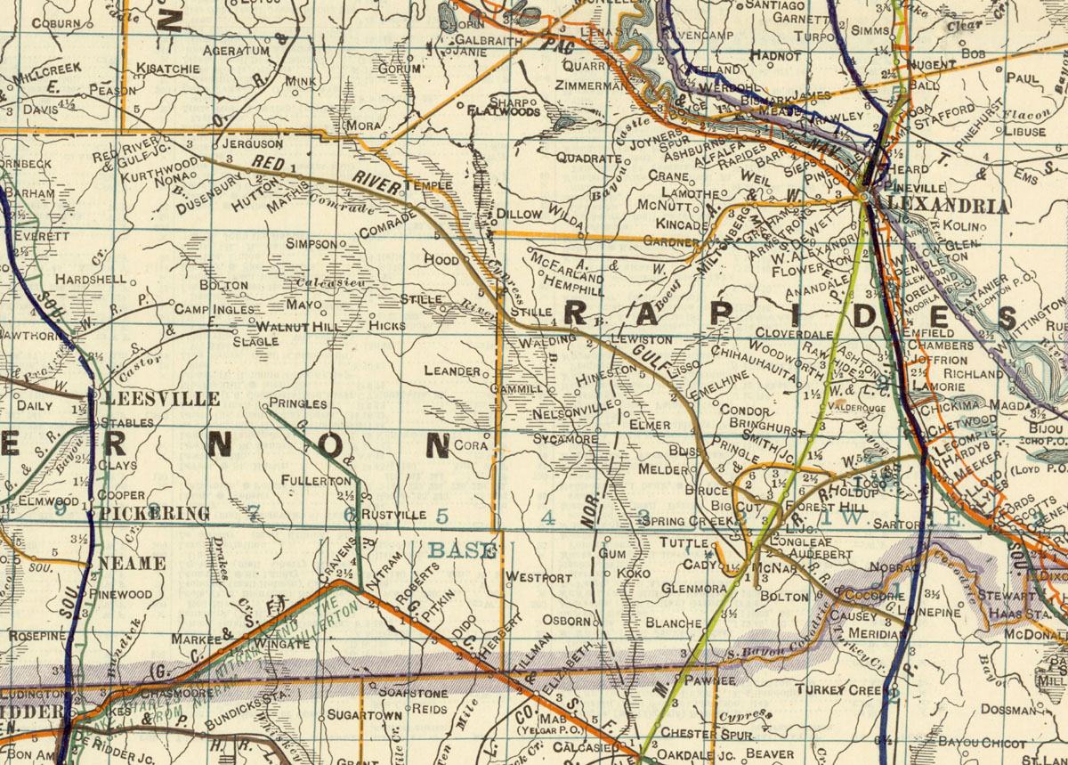 Red River & Gulf Railroad Company (La.), Map Showing Route in 1922.