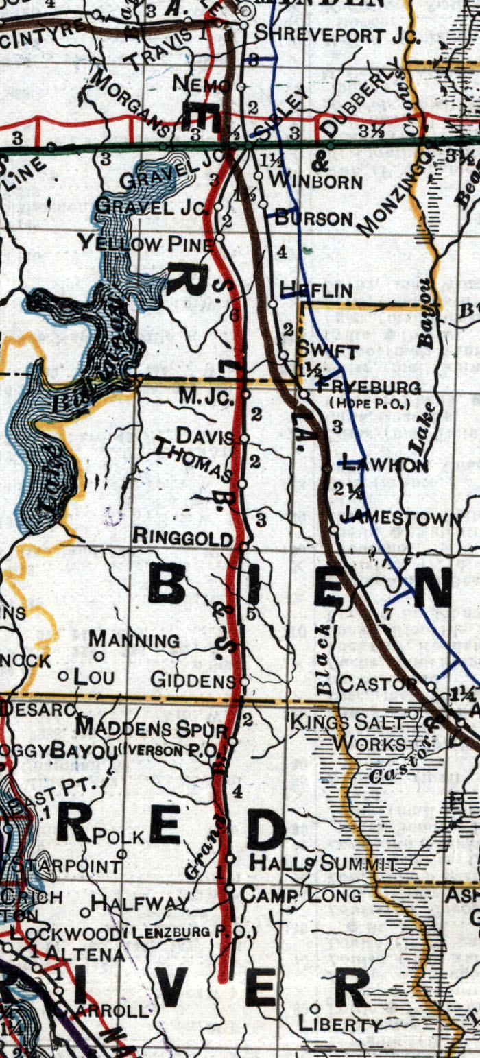 Sibley, Lake Bisteneau & Southern Railway Company (La.), Map Showing