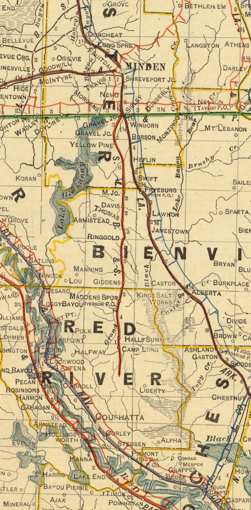 Sibley, Lake Bisteneau & Southern Railway Company (La.), Map Showing