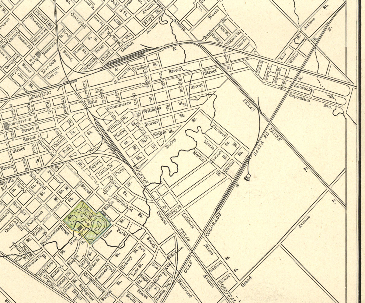 Dallas (Tex.), Map Showing Railroad Layout in the Downtown and "Deep
