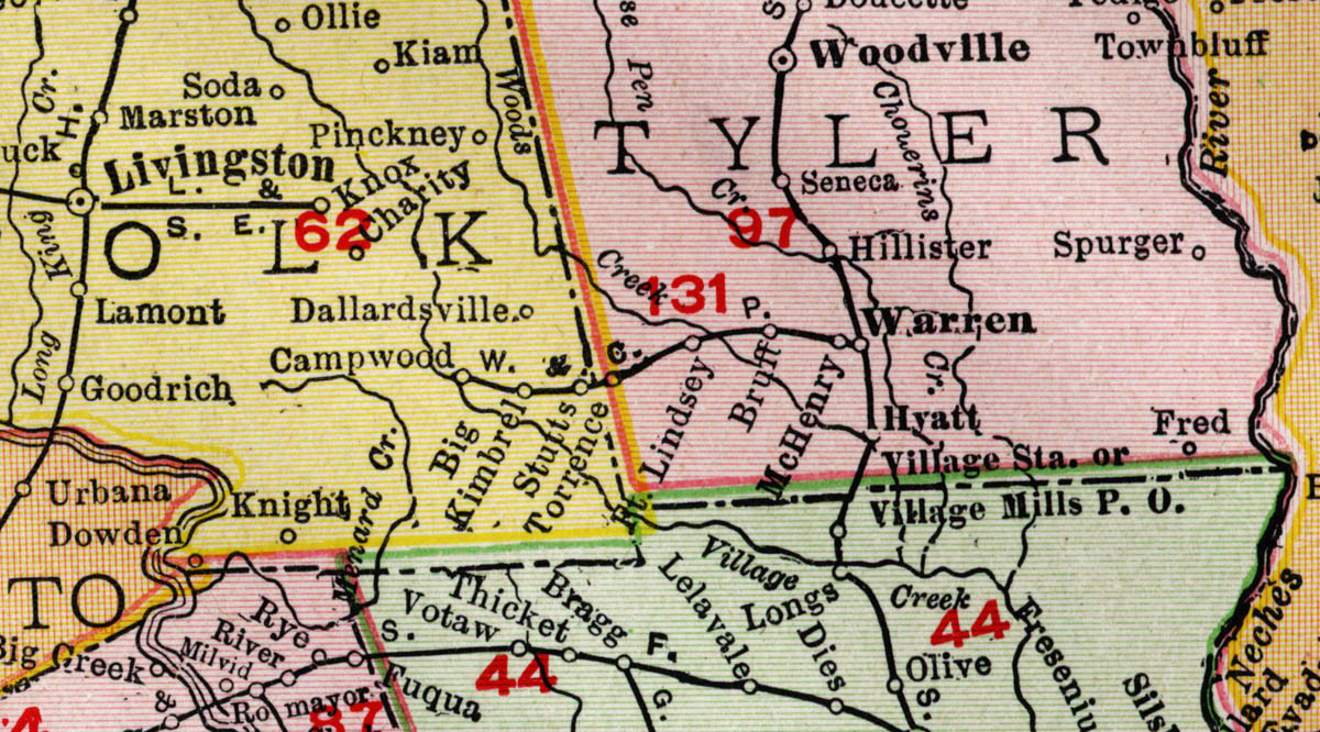 Warren & Corsicana Pacific Railway Company (Tex.), Map Showing Route in 1909.
