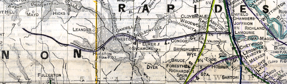 Woodworth & Louisiana Central Railway Company (La.) , Map Showing Route in 1914.