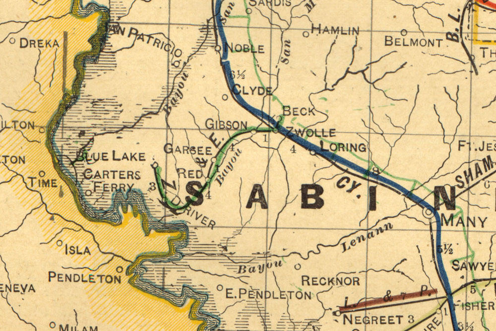 Zwolle & Eastern Railroad Co. (La.), Map Showing Route in 1913.