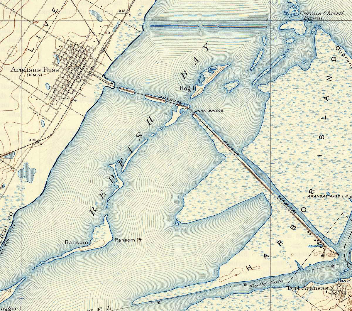 Aransas Harbor Terminal Railway Company (Tex.), Map Showing Route in 1923.