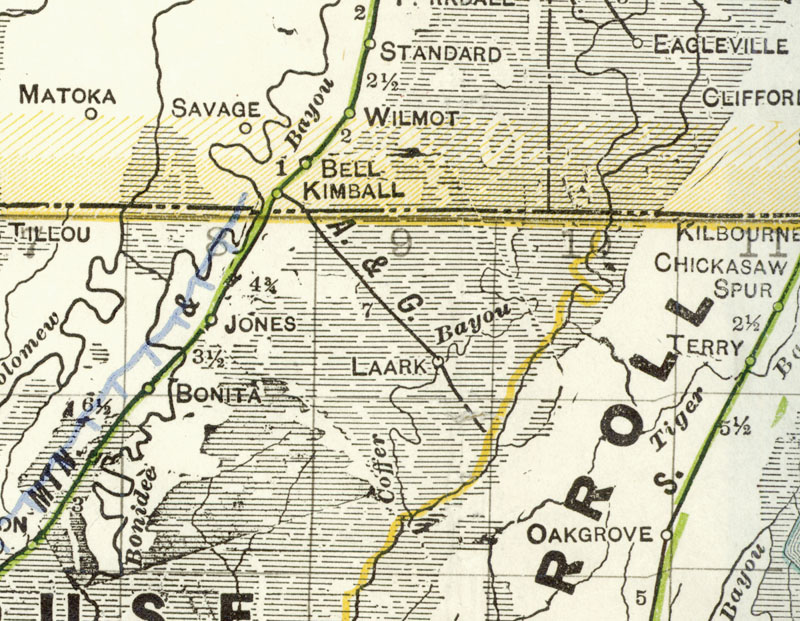 Arkansas & Gulf Railroad Company (Ark.-La.), Map Showing Route in 1914.