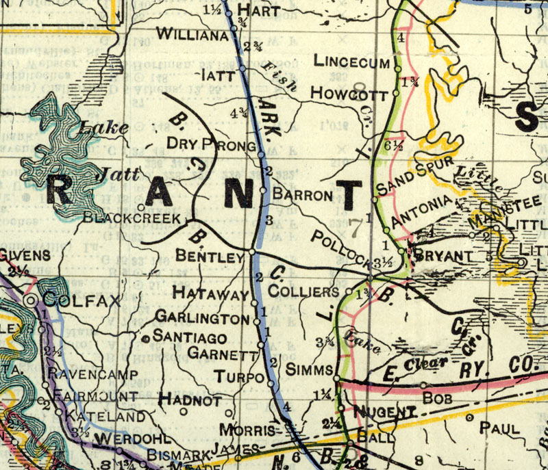 Big Creek Railroad Company (La.), Map Showing Route in 1914.