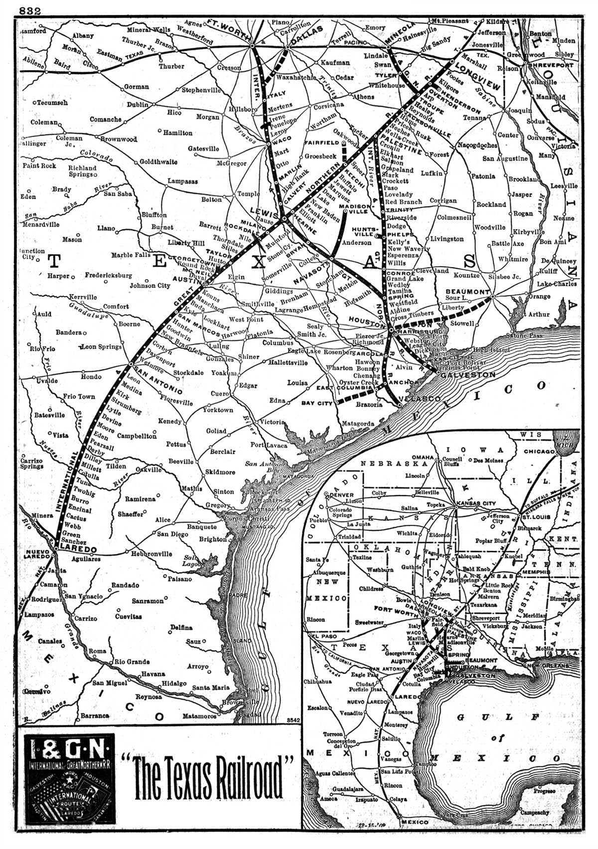 International-Great Northern Railroad Company (Tex.), Map Showing Route in 1906.