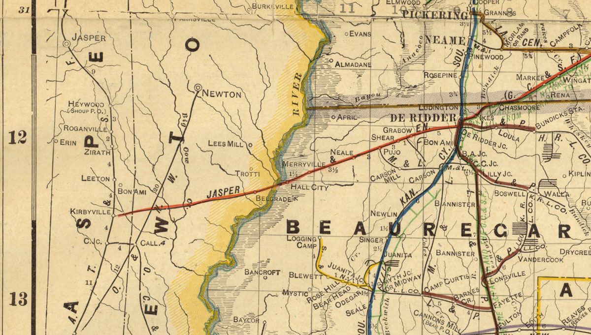 Jasper & Eastern Railway Company, Map Showing Route in 1913.