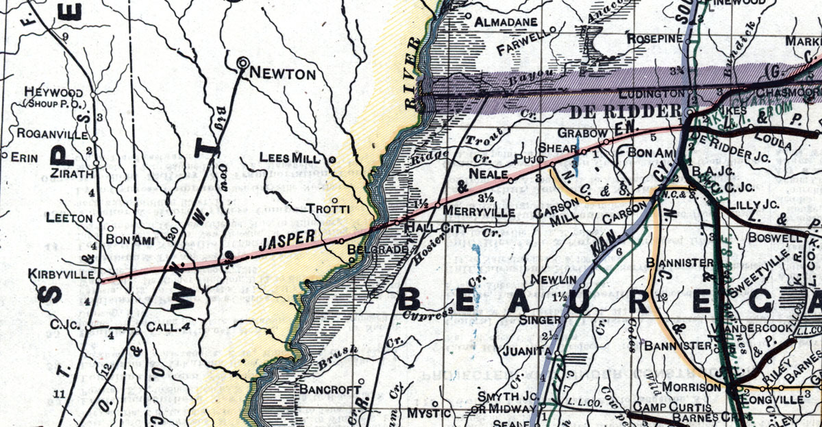 Jasper & Eastern Railway Company, Map Showing Route in 1920.