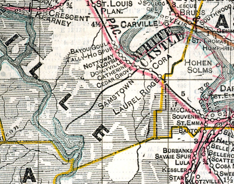 Whitecastle Lumber & Shingle Company (La.), Map Showing Tram in 1914.