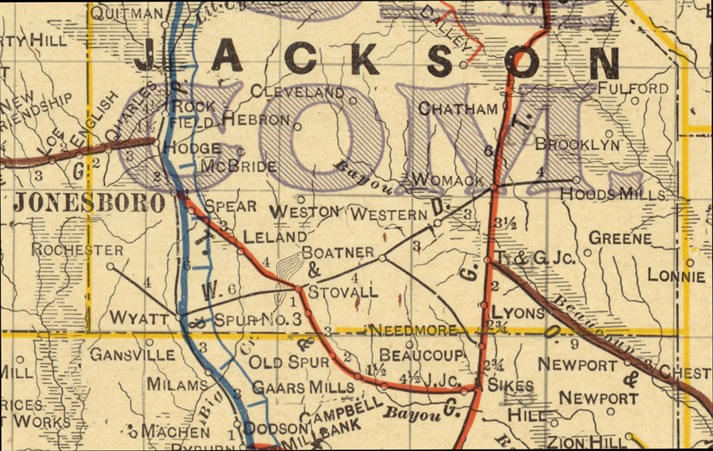 Wyatt & Donovan Railway Company (La.), Map Showing Route in 1913.